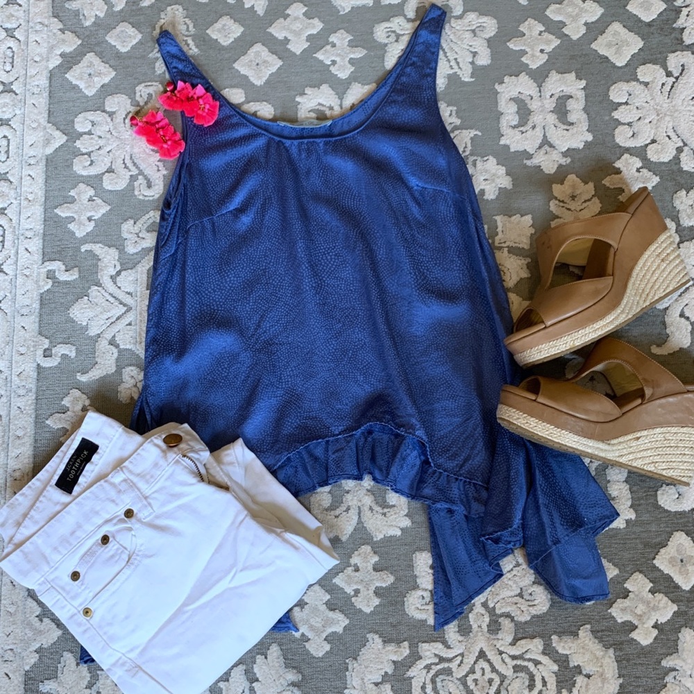 Geren Ford blue silk sleeveless blouse NWOT